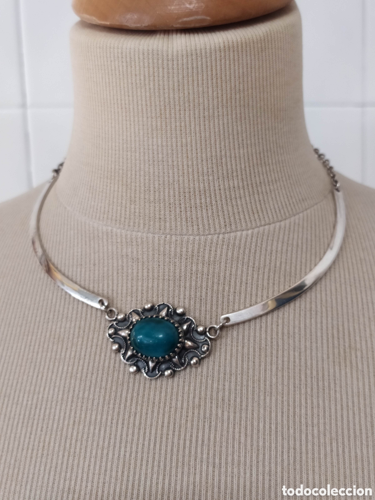 Joyeria: Collar &eacute;tnico de plata. Piedra verde. - Foto 6