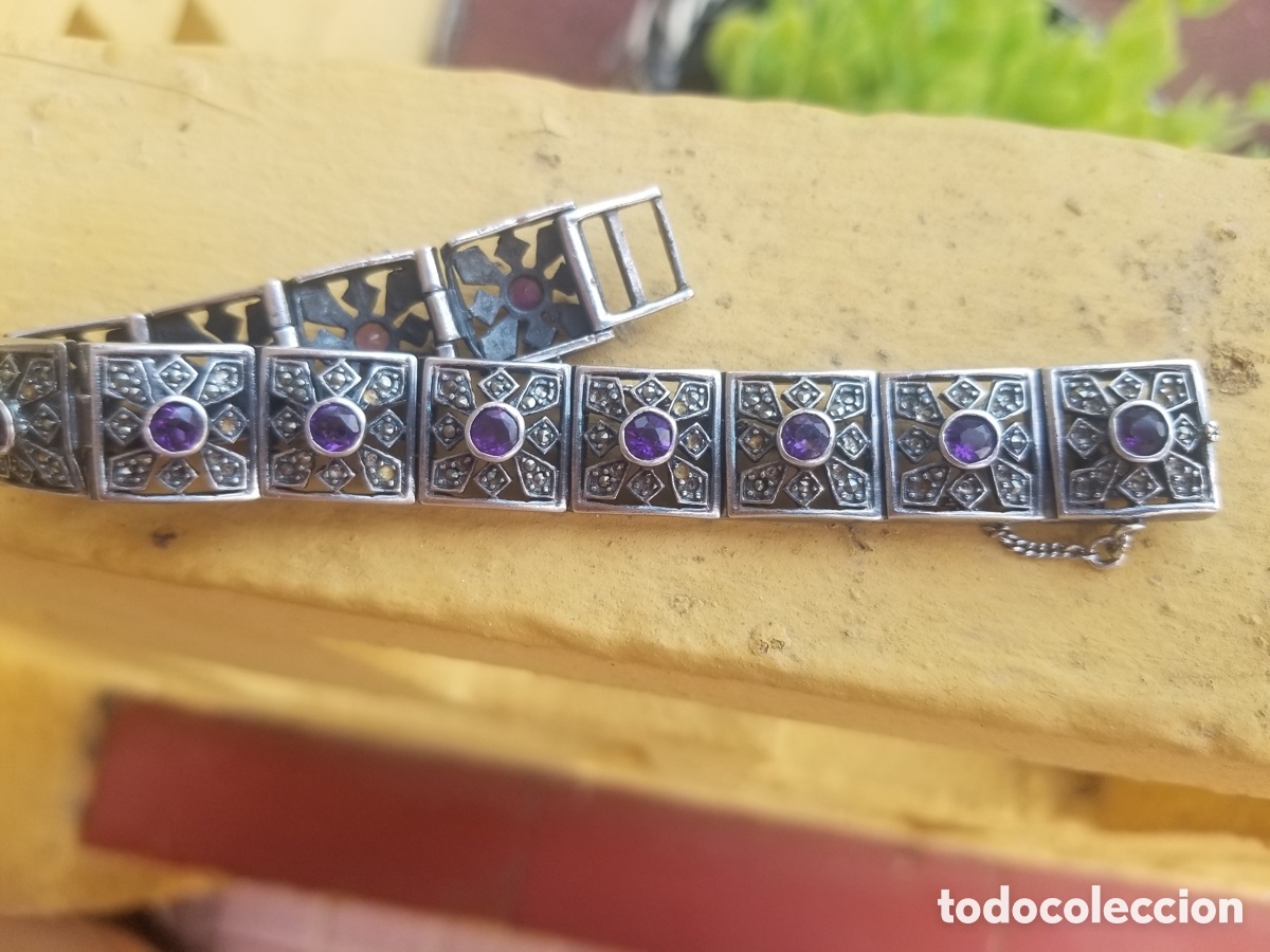 Joyeria: Pulsera plata de piezas con piedras - Foto 2