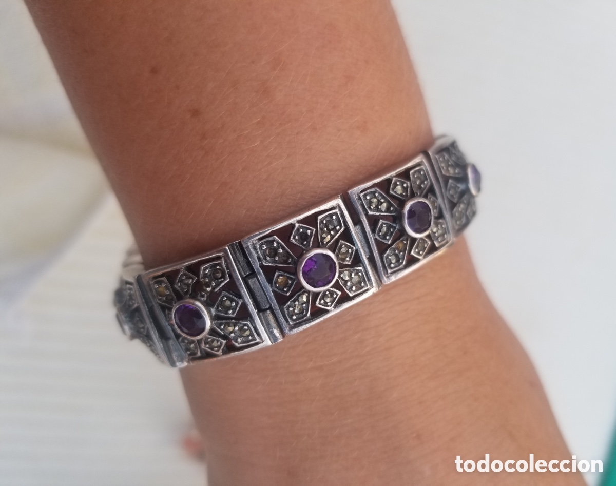 Joyeria: Pulsera plata de piezas con piedras - Foto 1
