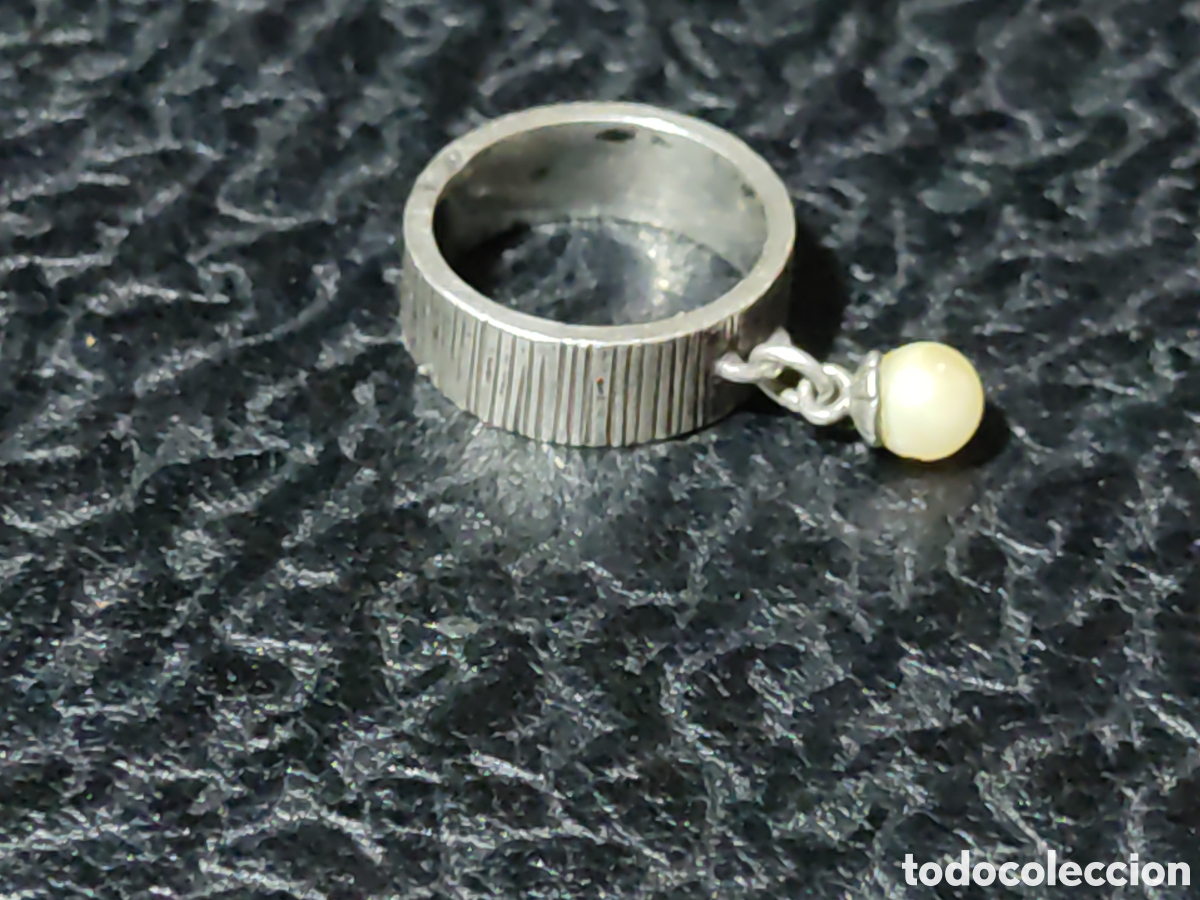 Joyeria: Anillo de plata contrastada con perlita. - Foto 1