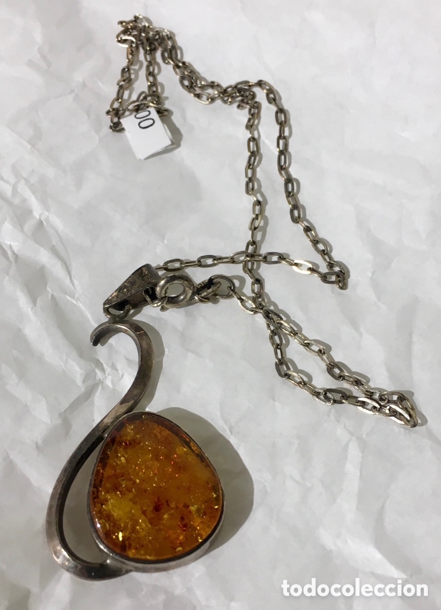 Joyeria: Colgante. &Aacute;mbar y plata. Art Deco. - Foto 1