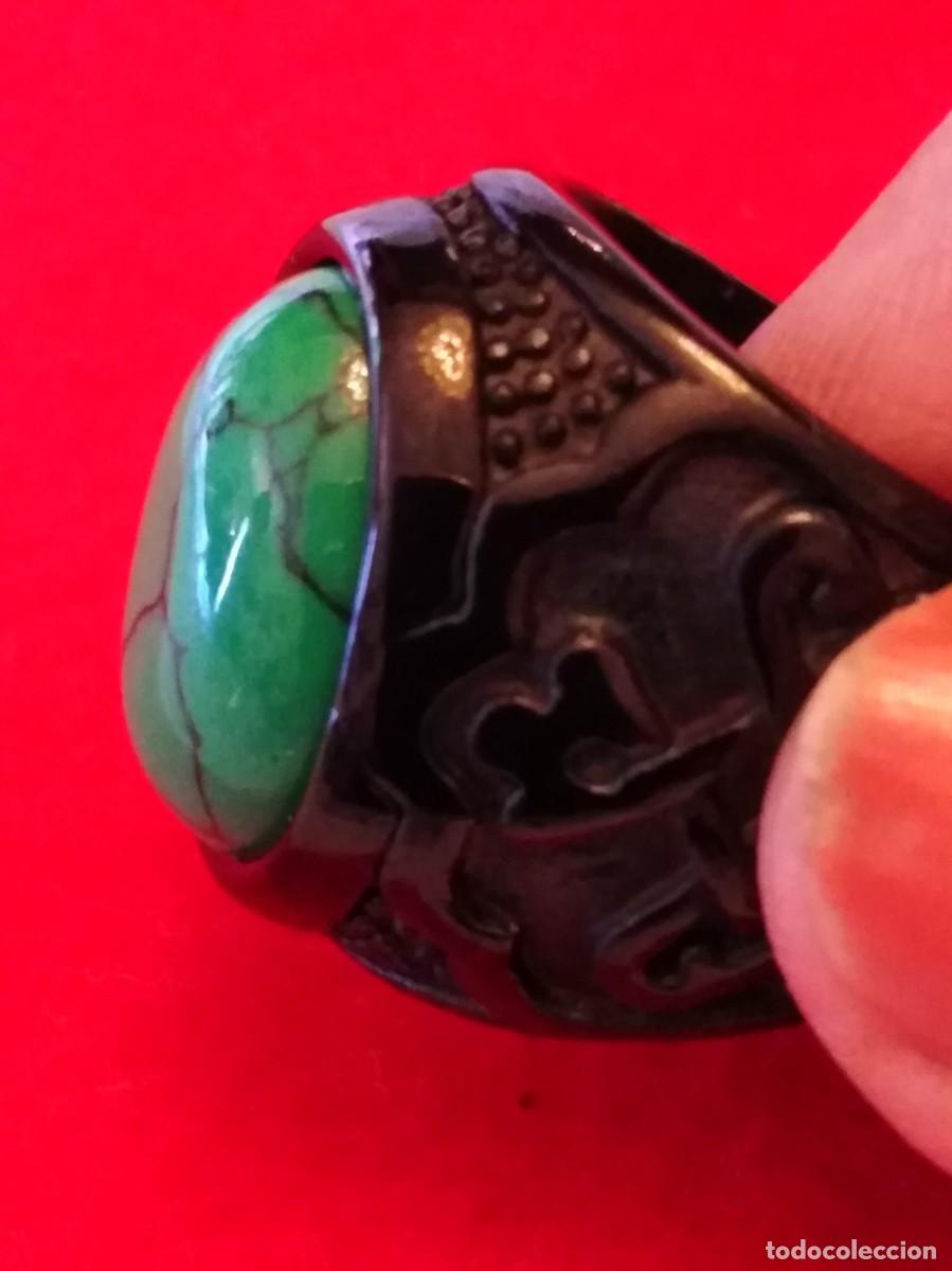 Joyeria: ESPECTACULAR ANILLO GRABADO CON TURQUESA VERDE (SIN USAR) - Foto 10