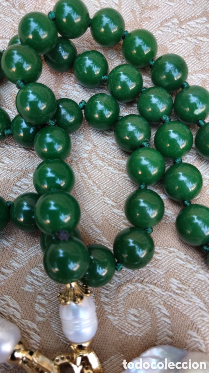 Joyeria: BELLISIMO COLLAR DE JADE VERDE CON PERLAS BARROCAS - Foto 2