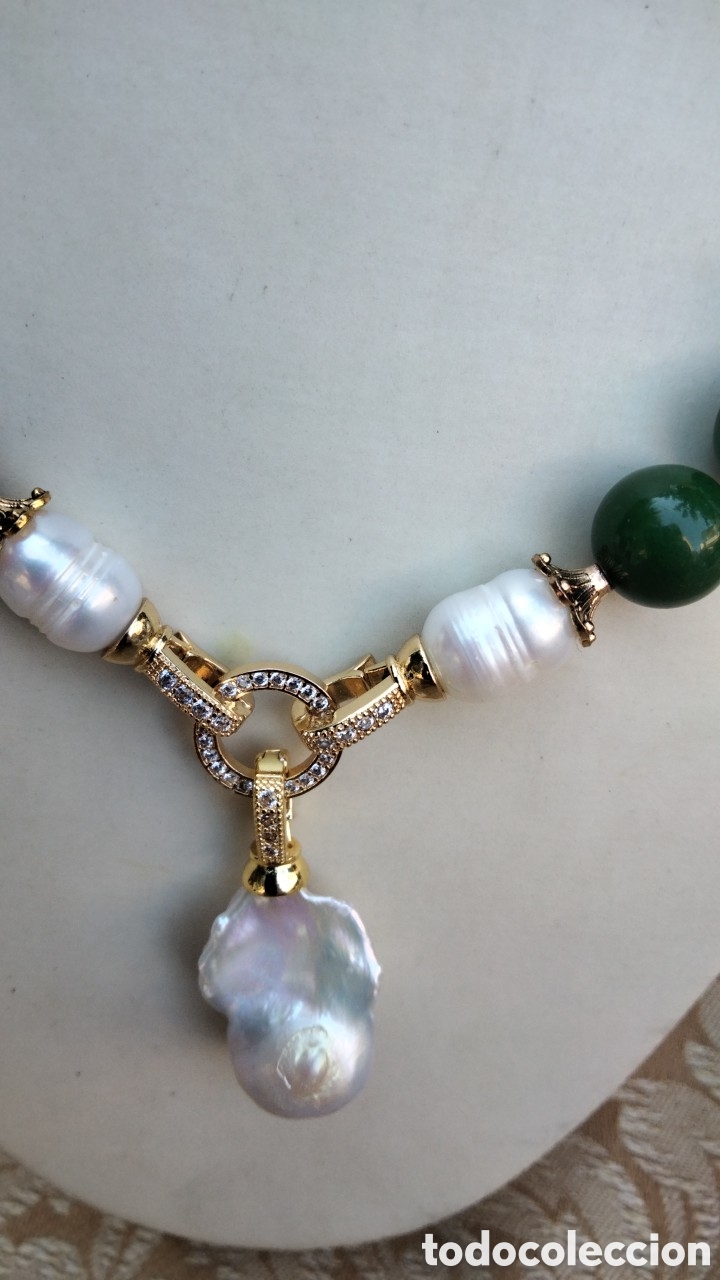 Joyeria: BELLISIMO COLLAR DE JADE VERDE CON PERLAS BARROCAS - Foto 8