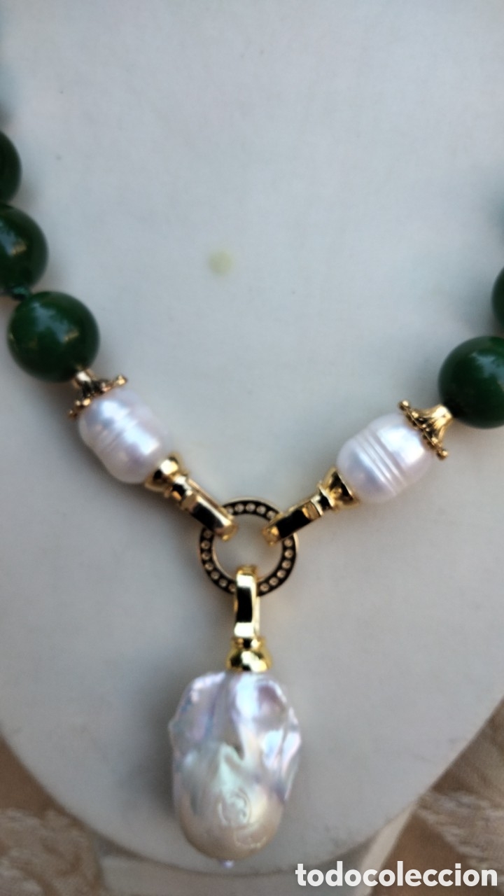 Joyeria: BELLISIMO COLLAR DE JADE VERDE CON PERLAS BARROCAS - Foto 4