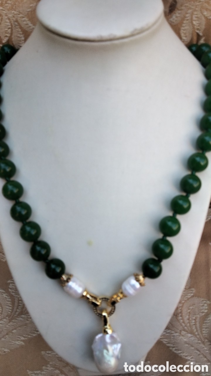 Joyeria: BELLISIMO COLLAR DE JADE VERDE CON PERLAS BARROCAS - Foto 10