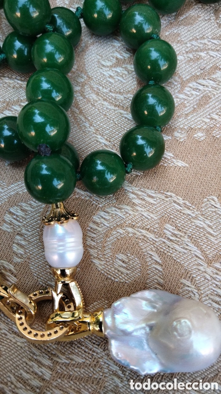 Joyeria: BELLISIMO COLLAR DE JADE VERDE CON PERLAS BARROCAS - Foto 5