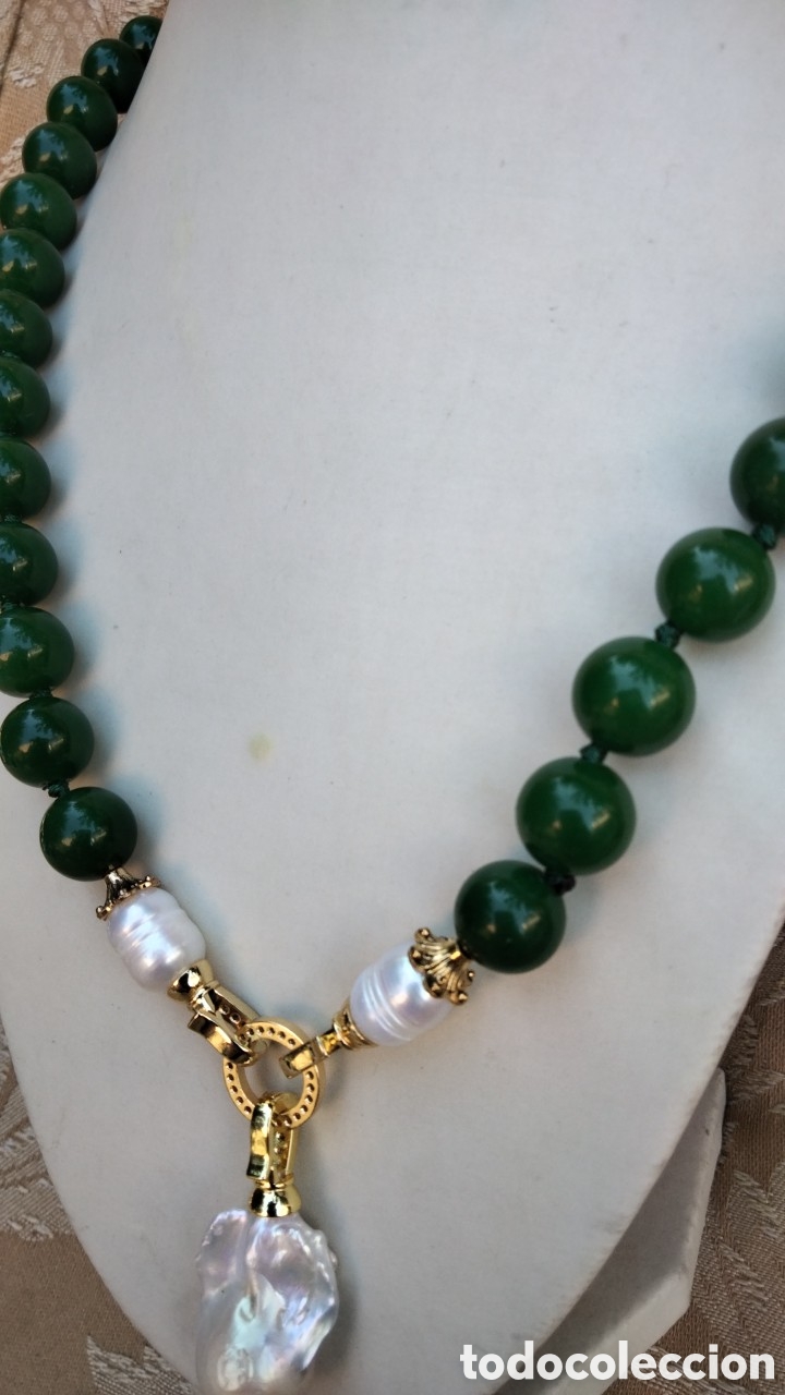 Joyeria: BELLISIMO COLLAR DE JADE VERDE CON PERLAS BARROCAS - Foto 7