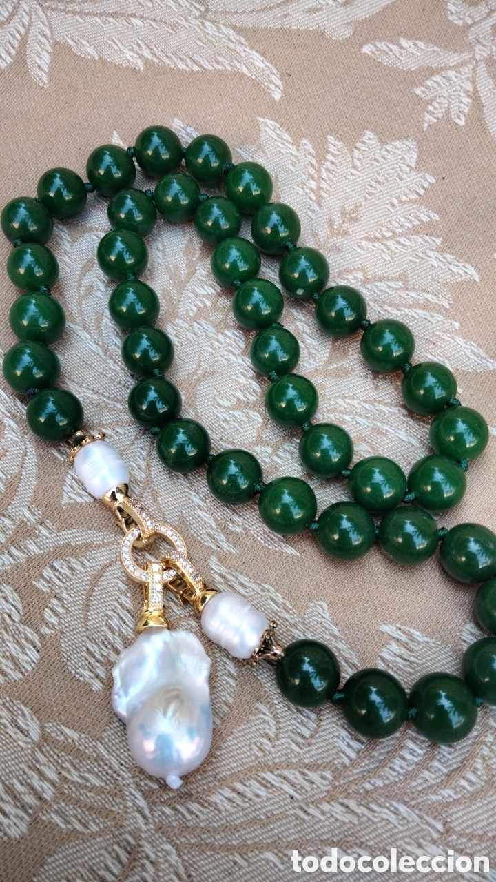 Joyeria: BELLISIMO COLLAR DE JADE VERDE CON PERLAS BARROCAS - Foto 3