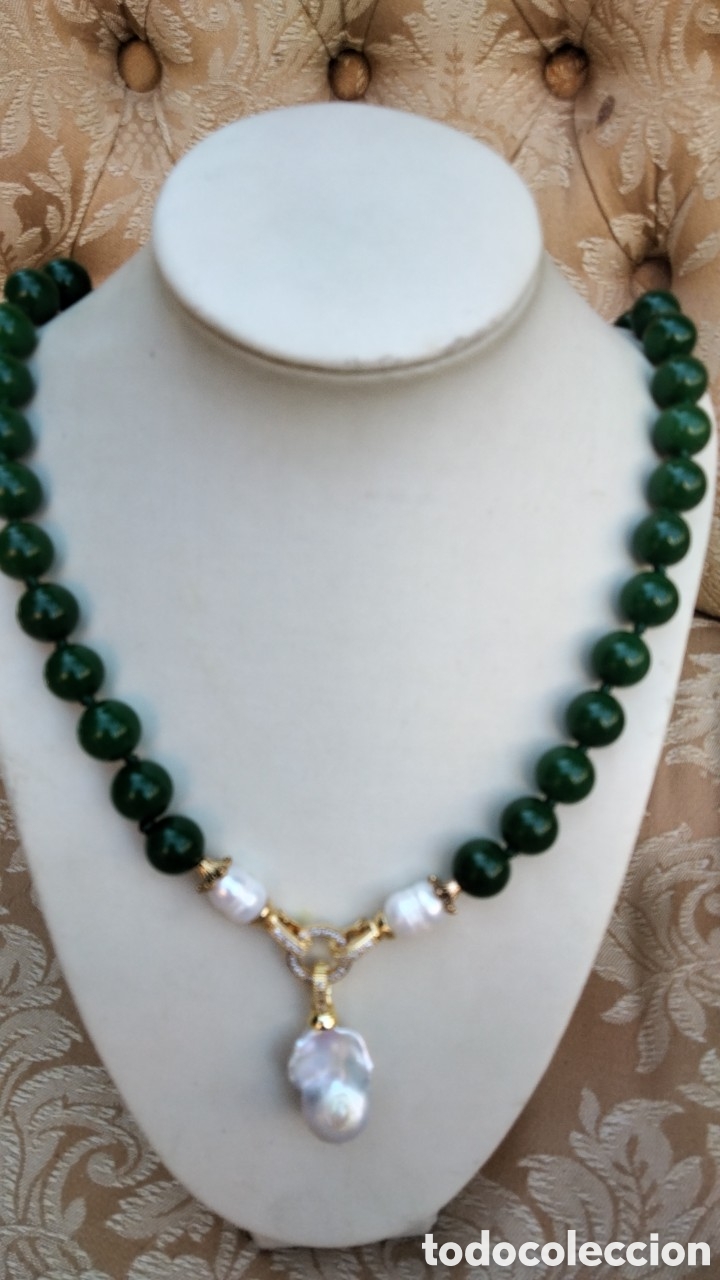 Joyeria: BELLISIMO COLLAR DE JADE VERDE CON PERLAS BARROCAS - Foto 1