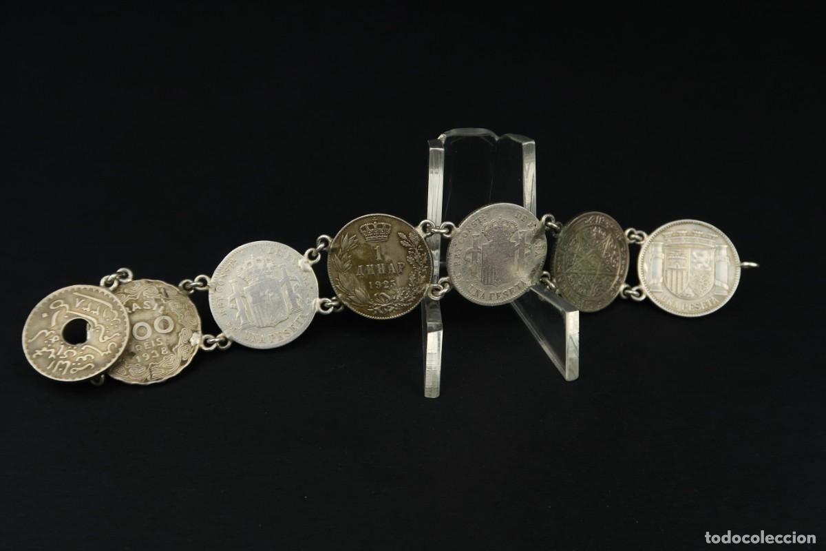 Joyeria: Antigua Pulsera de Monedas algunas de Plata - Foto 9