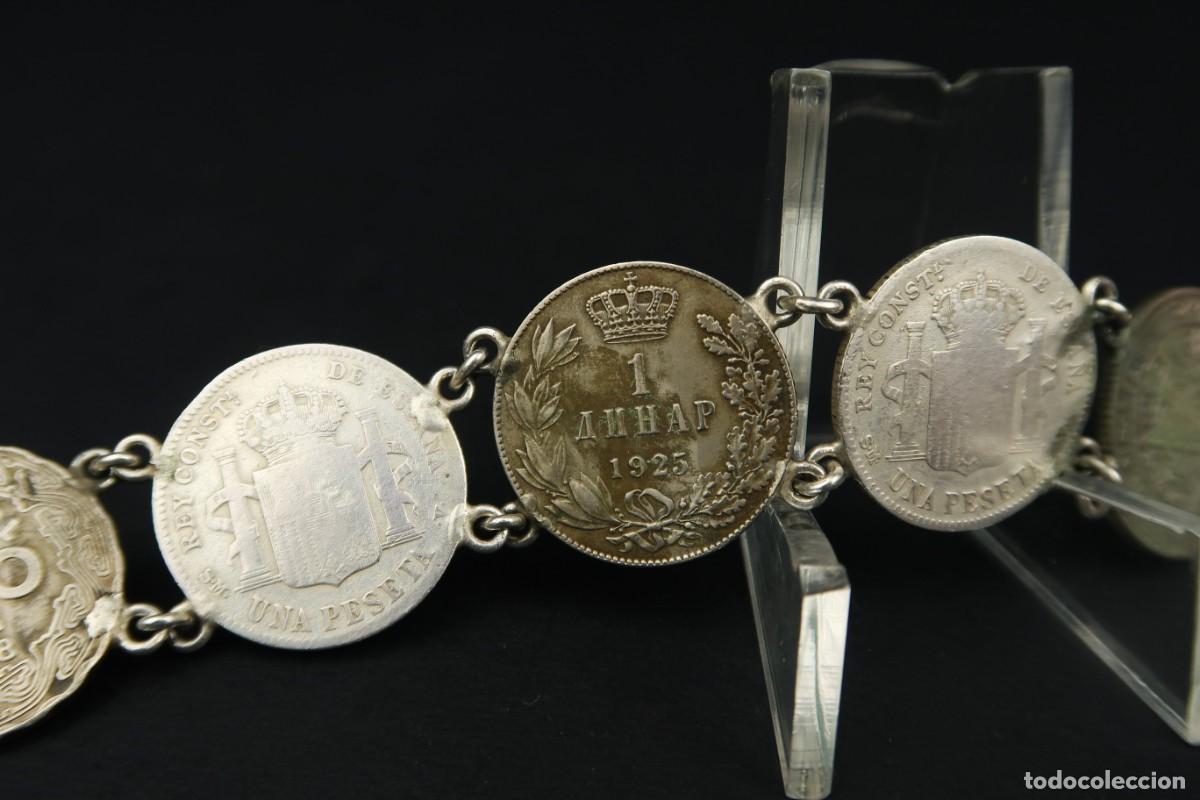 Joyeria: Antigua Pulsera de Monedas algunas de Plata - Foto 11