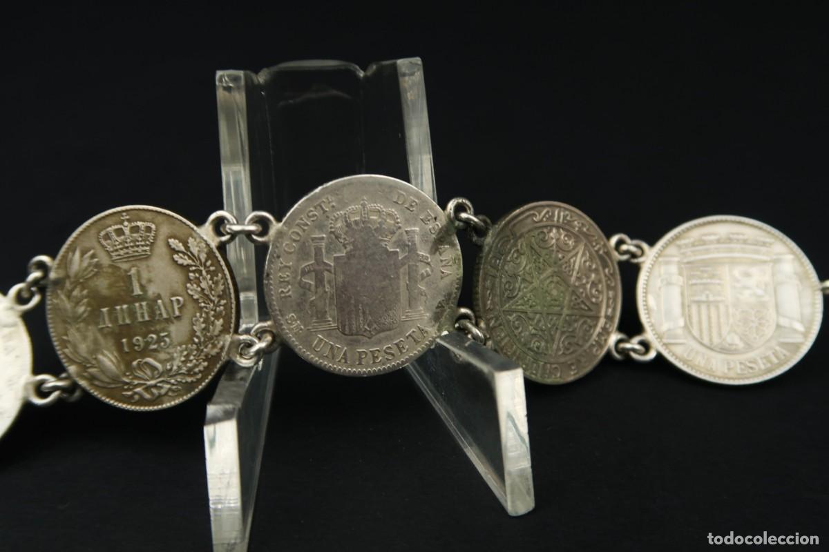 Joyeria: Antigua Pulsera de Monedas algunas de Plata - Foto 12
