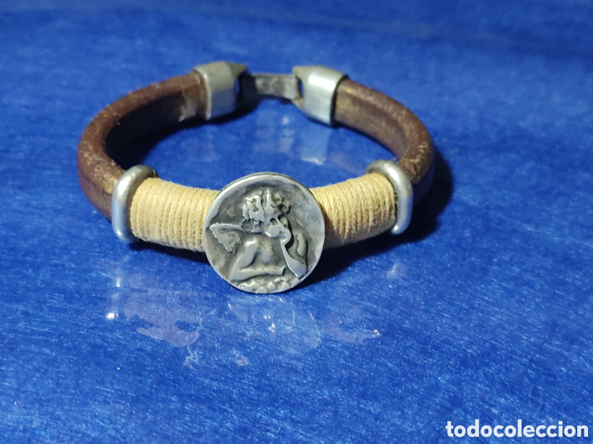 Joyeria: Pulsera querub&iacute;n o angelito y correa de cuero. - Foto 2