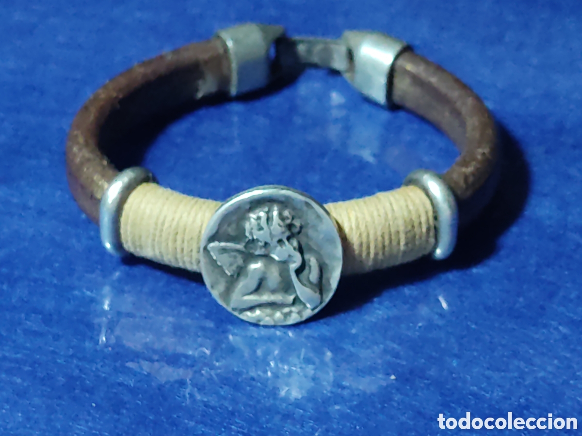 Joyeria: Pulsera querub&iacute;n o angelito y correa de cuero. - Foto 1