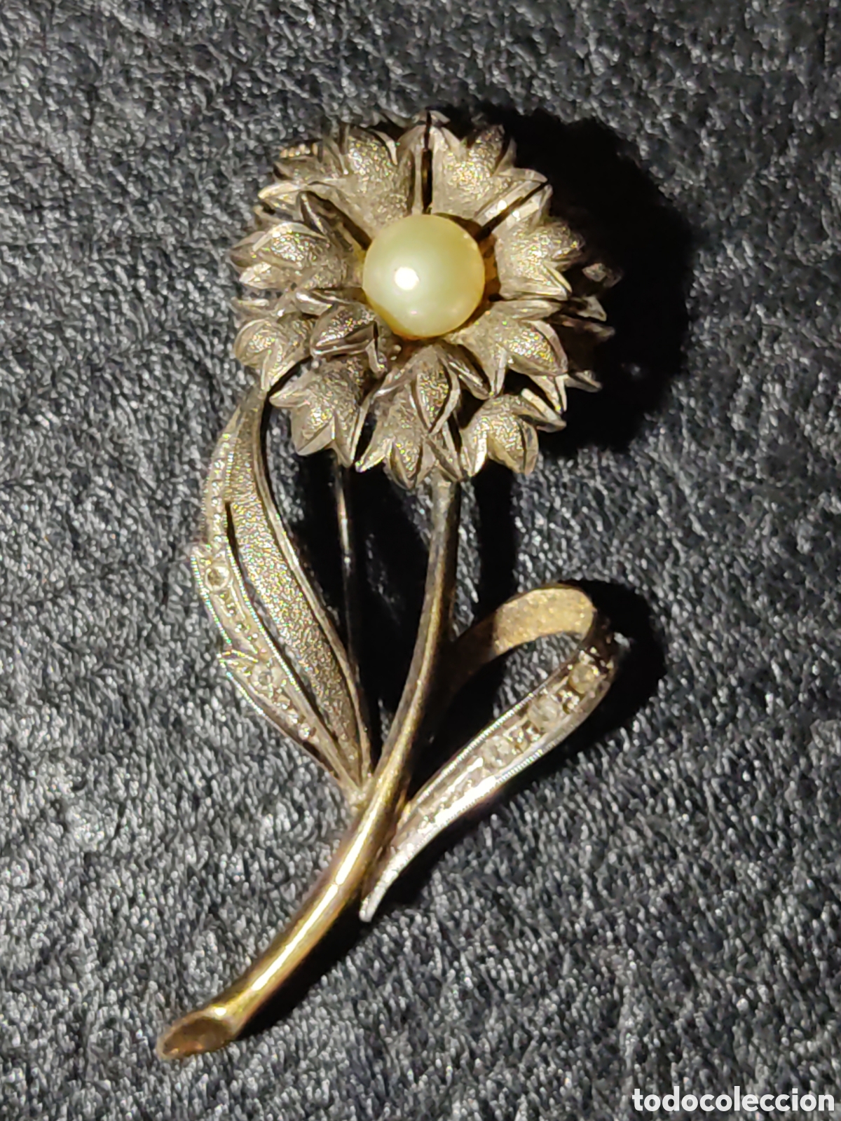 Joyeria: Broche flor con perla.Vintage. - Foto 4
