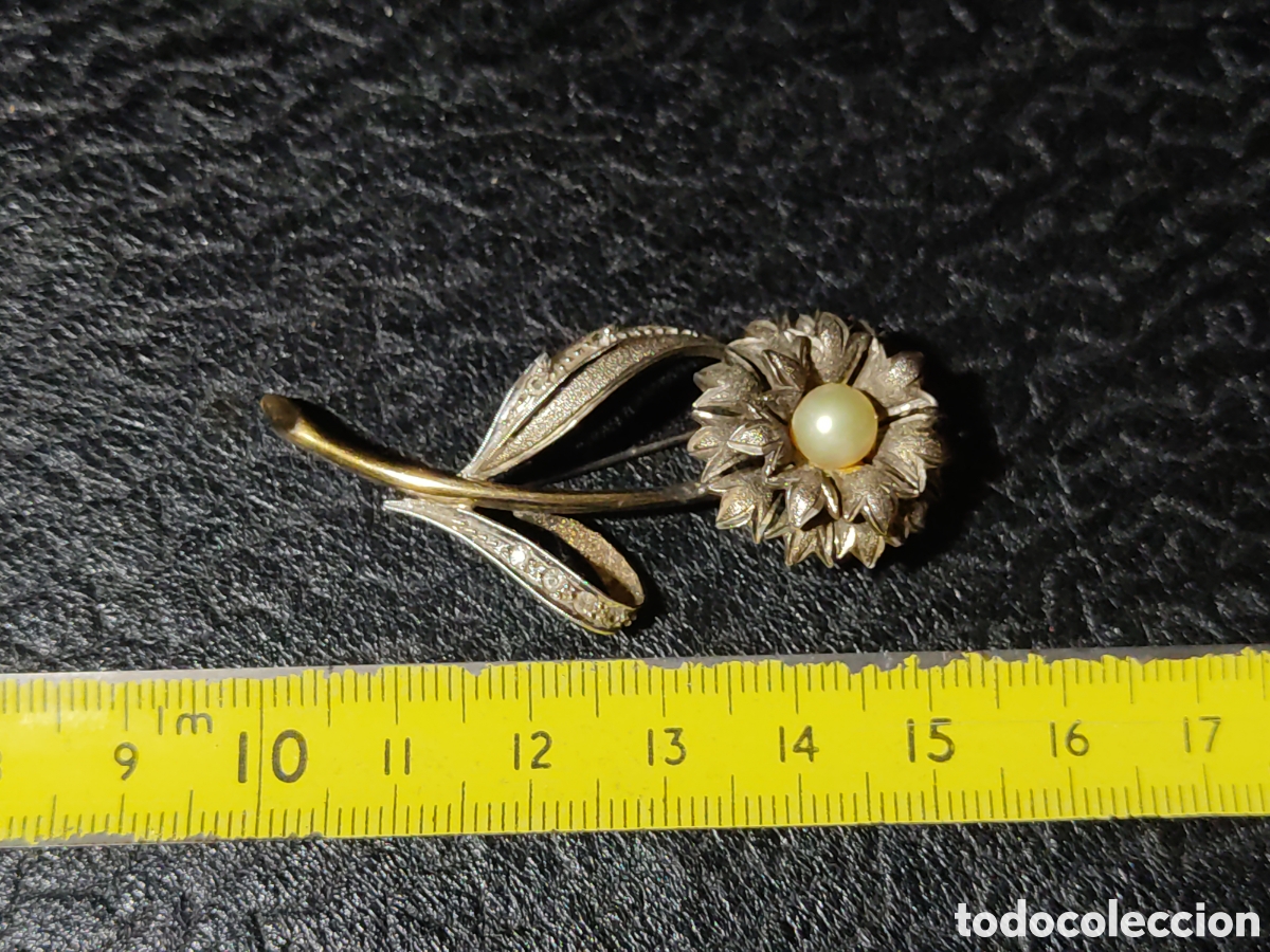 Joyeria: Broche flor con perla.Vintage. - Foto 6