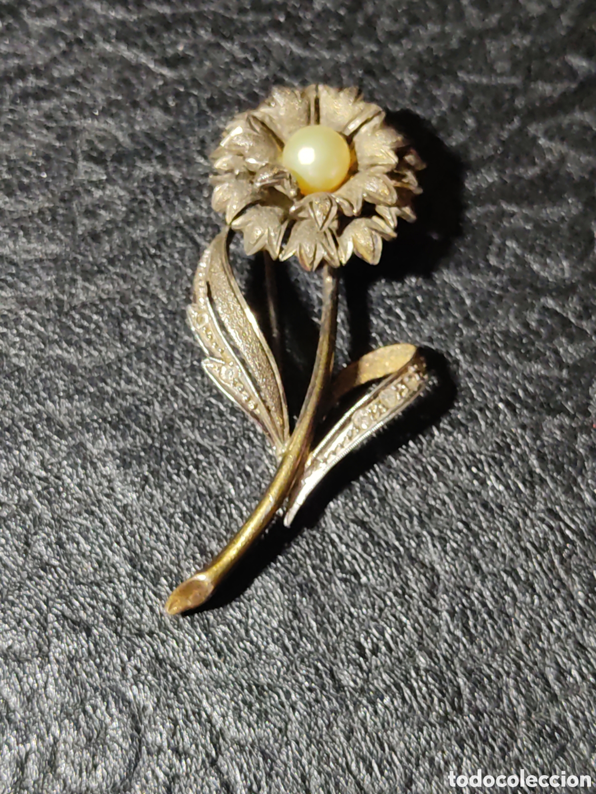 Joyeria: Broche flor con perla.Vintage. - Foto 1