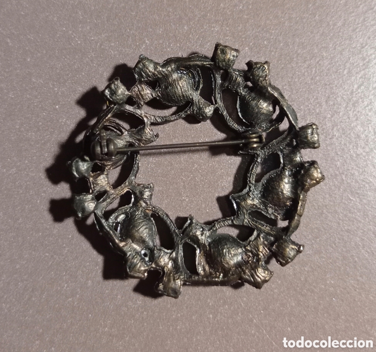 Joyeria: ⚜️ ANTIGUO BROCHE VINTAGE CRISTALES MARRONES - Foto 3