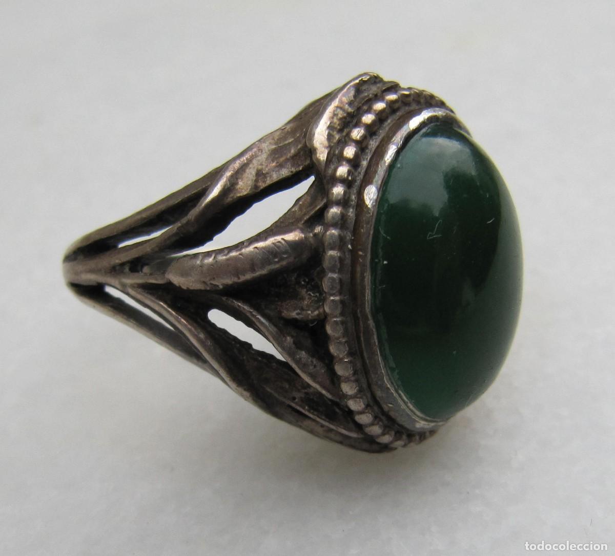 Joyeria: anillo sortija plata con piedra verde - Foto 1