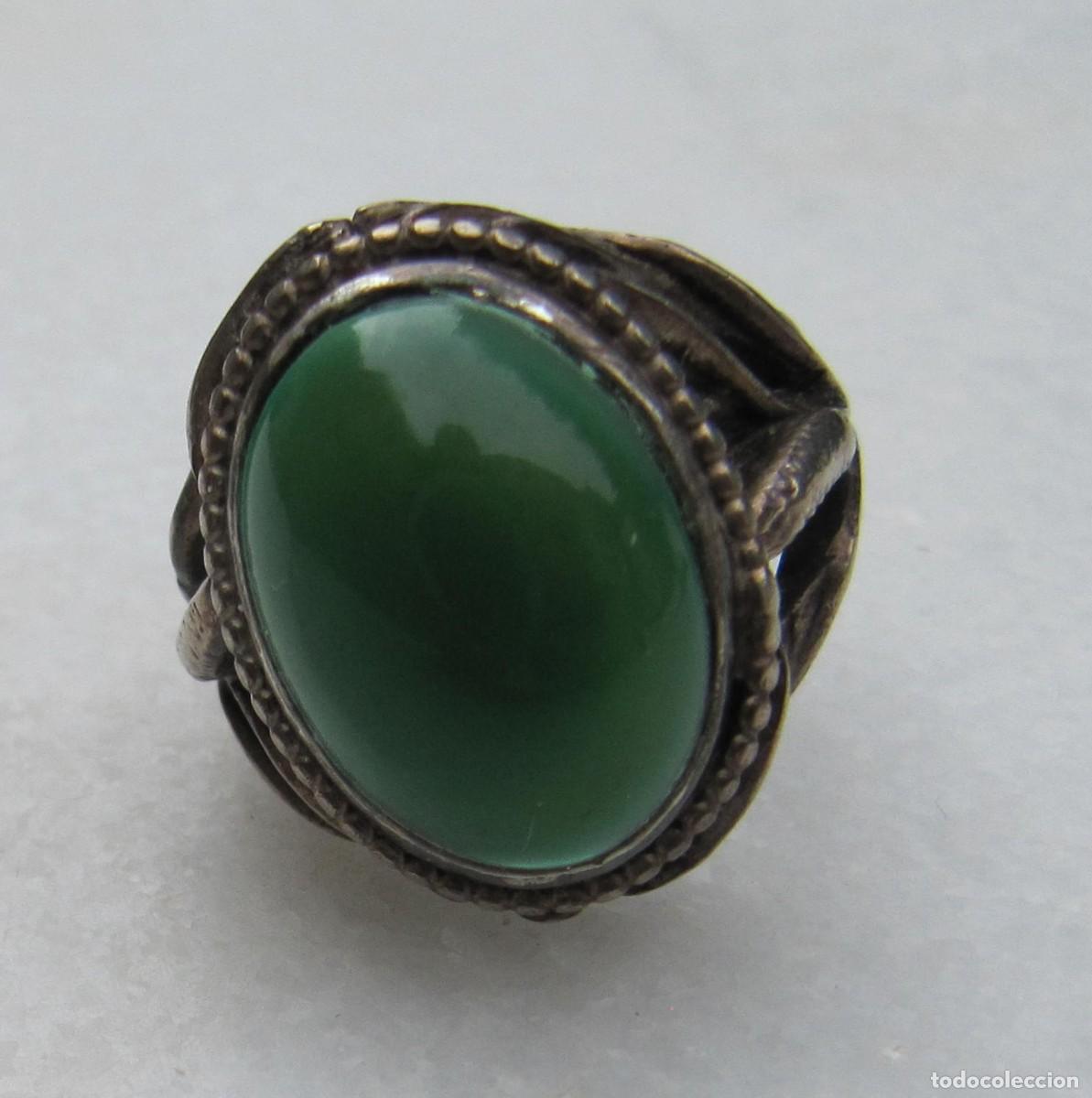Joyeria: anillo sortija plata con piedra verde - Foto 3