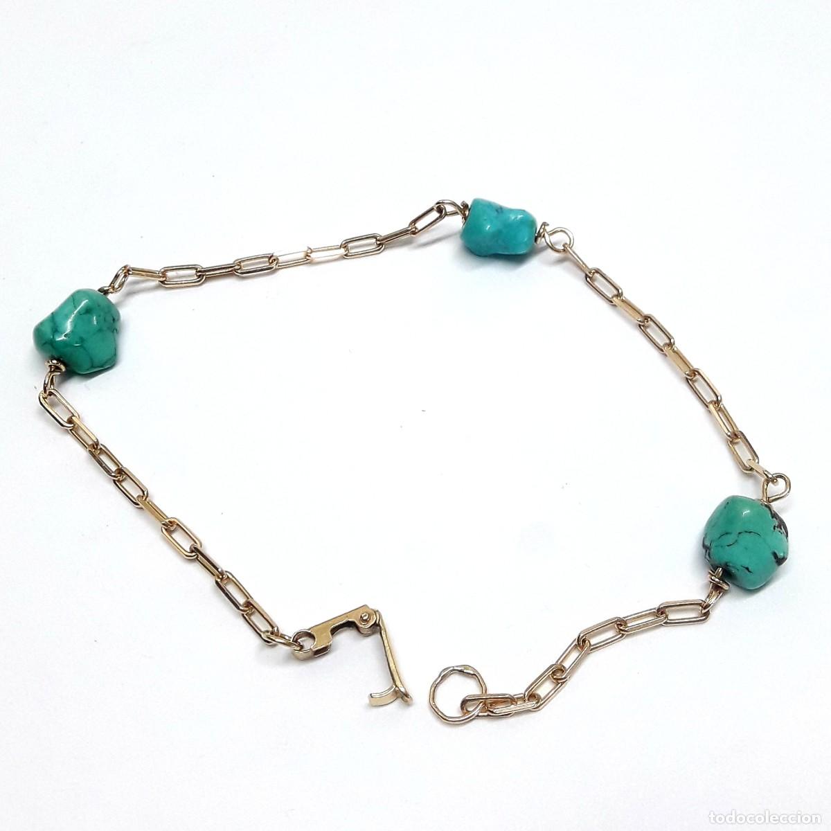 Joyeria: FINA PULSERA VINTAGE DE ORO Y TURQUESAS - Foto 1