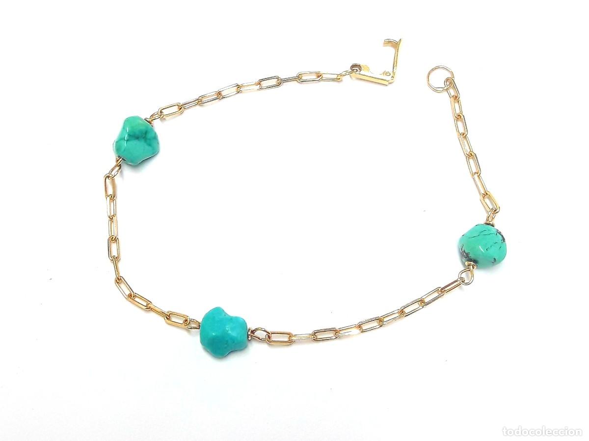 Joyeria: FINA PULSERA VINTAGE DE ORO Y TURQUESAS - Foto 4
