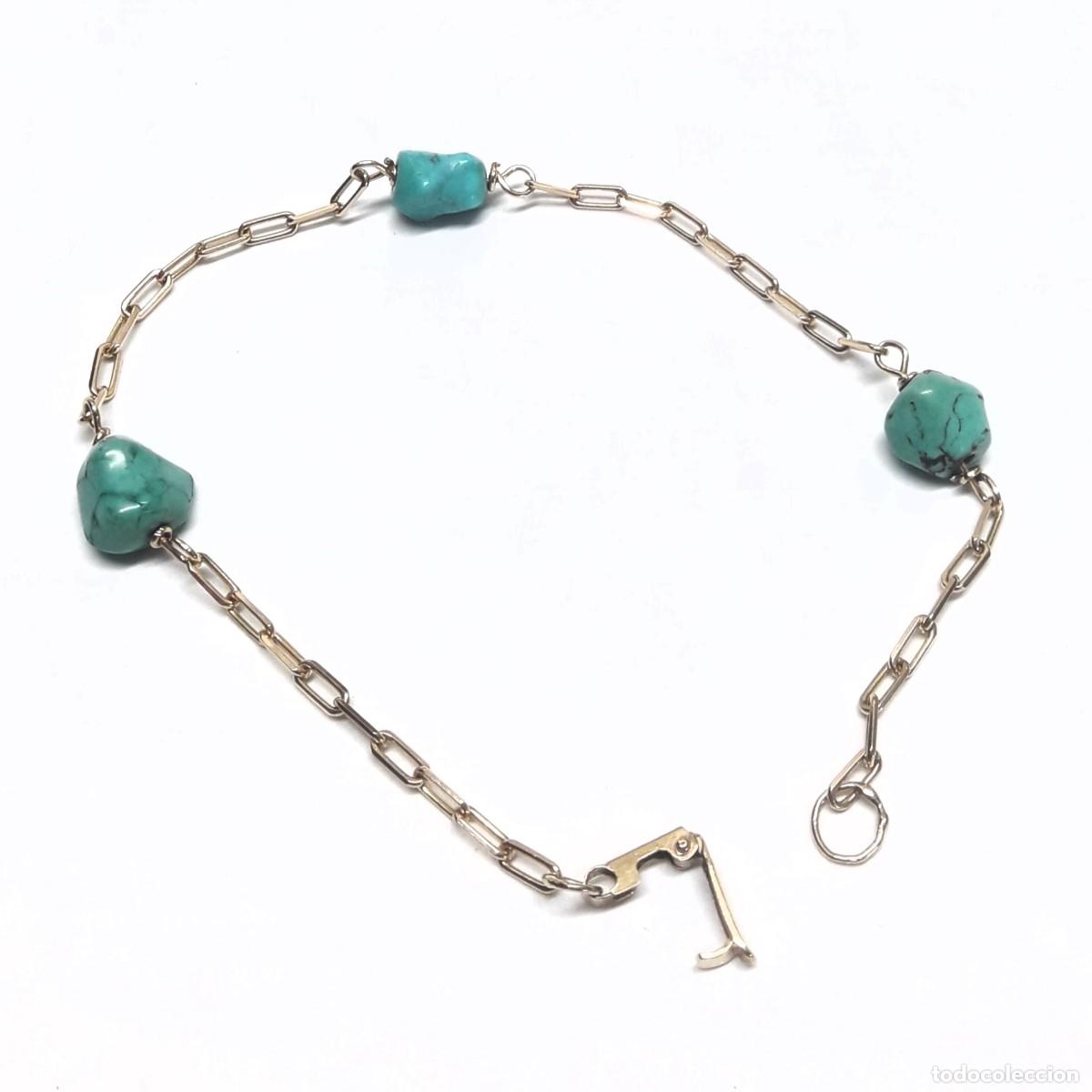 Joyeria: FINA PULSERA VINTAGE DE ORO Y TURQUESAS - Foto 6