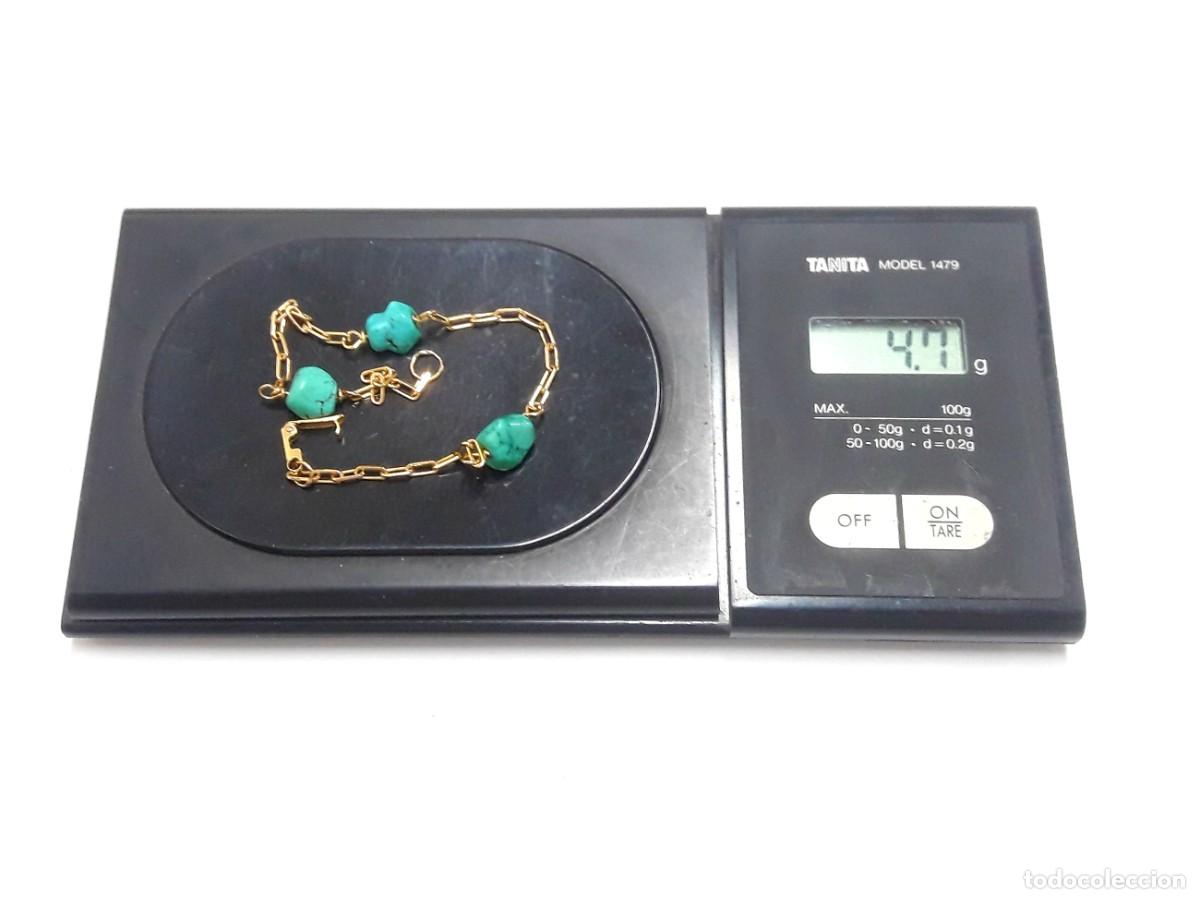 Joyeria: FINA PULSERA VINTAGE DE ORO Y TURQUESAS - Foto 11