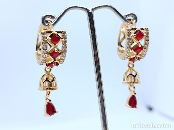 Joyeria: Preciosos pendientes en oro 14k con granates - Foto 2