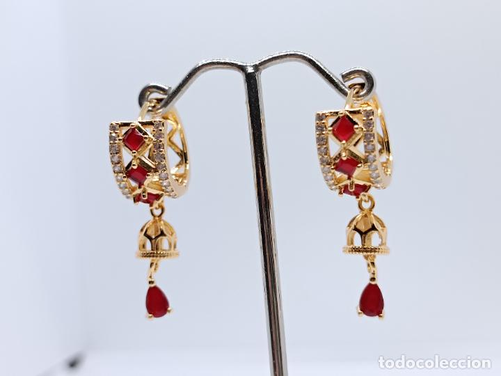 Joyeria: Preciosos pendientes en oro 14k con granates - Foto 3