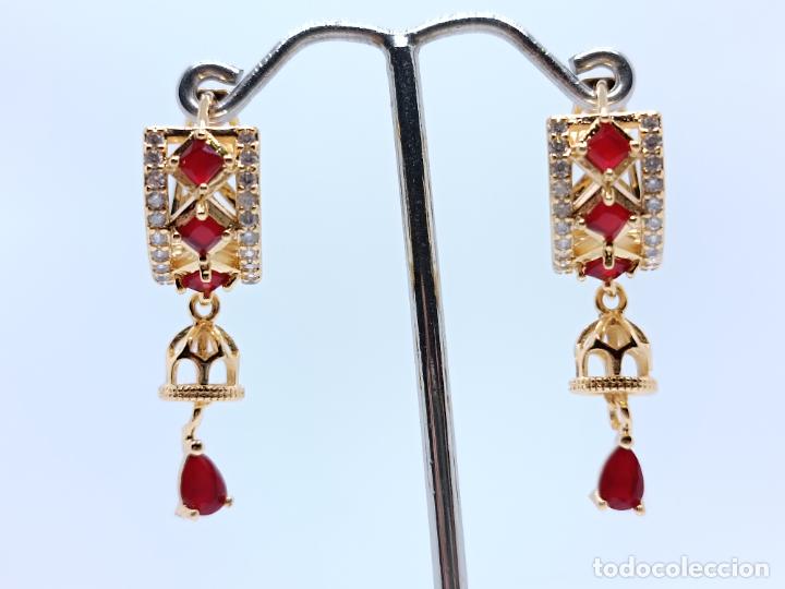 Joyeria: Preciosos pendientes en oro 14k con granates - Foto 1