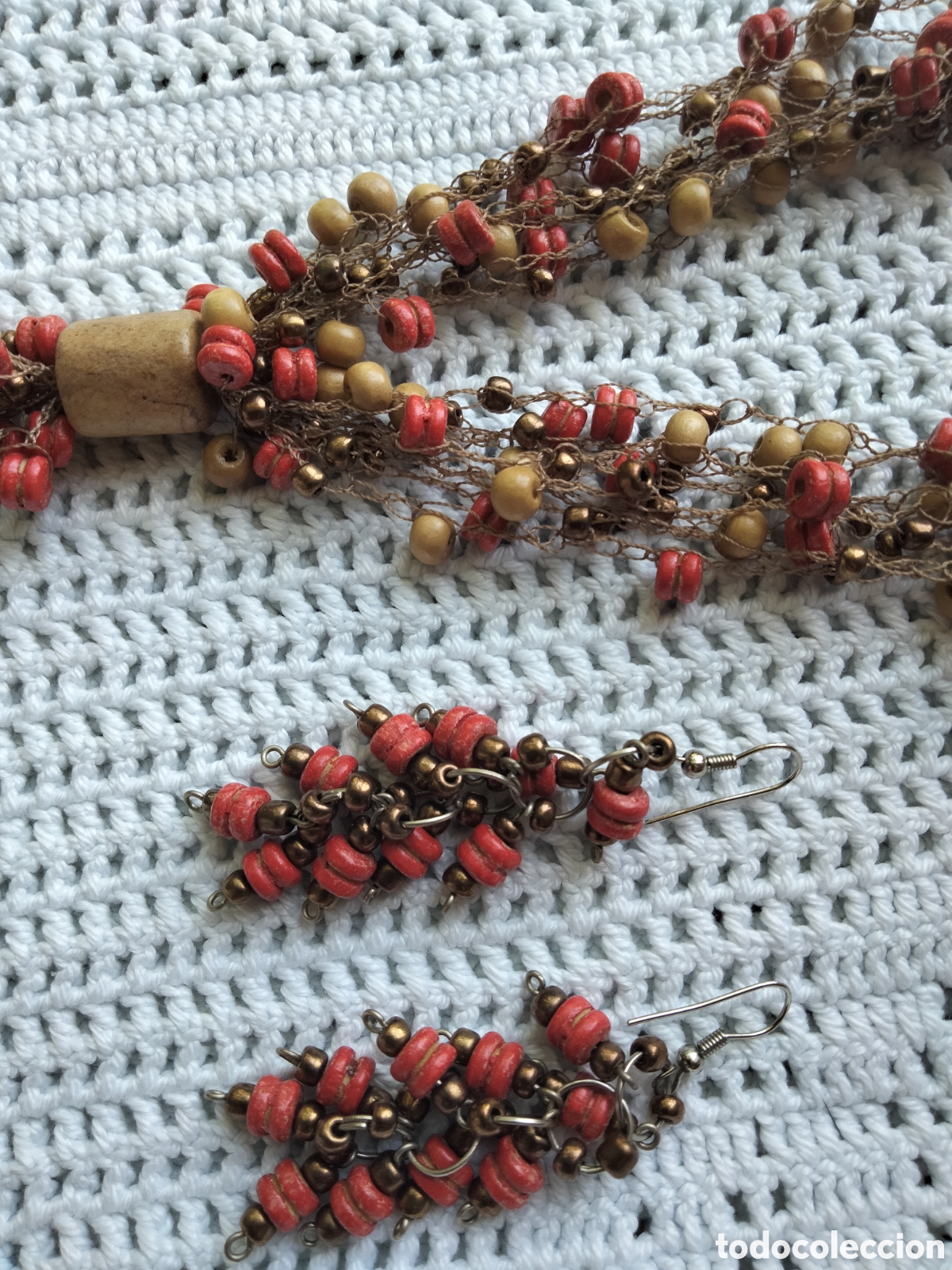 Joyeria: Collar con pendientes vintage estilo boho s&iacute;mil coral - Foto 5