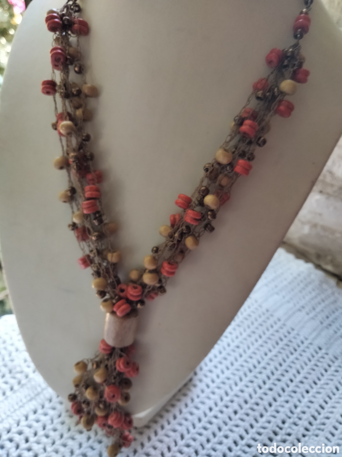 Joyeria: Collar con pendientes vintage estilo boho s&iacute;mil coral - Foto 7