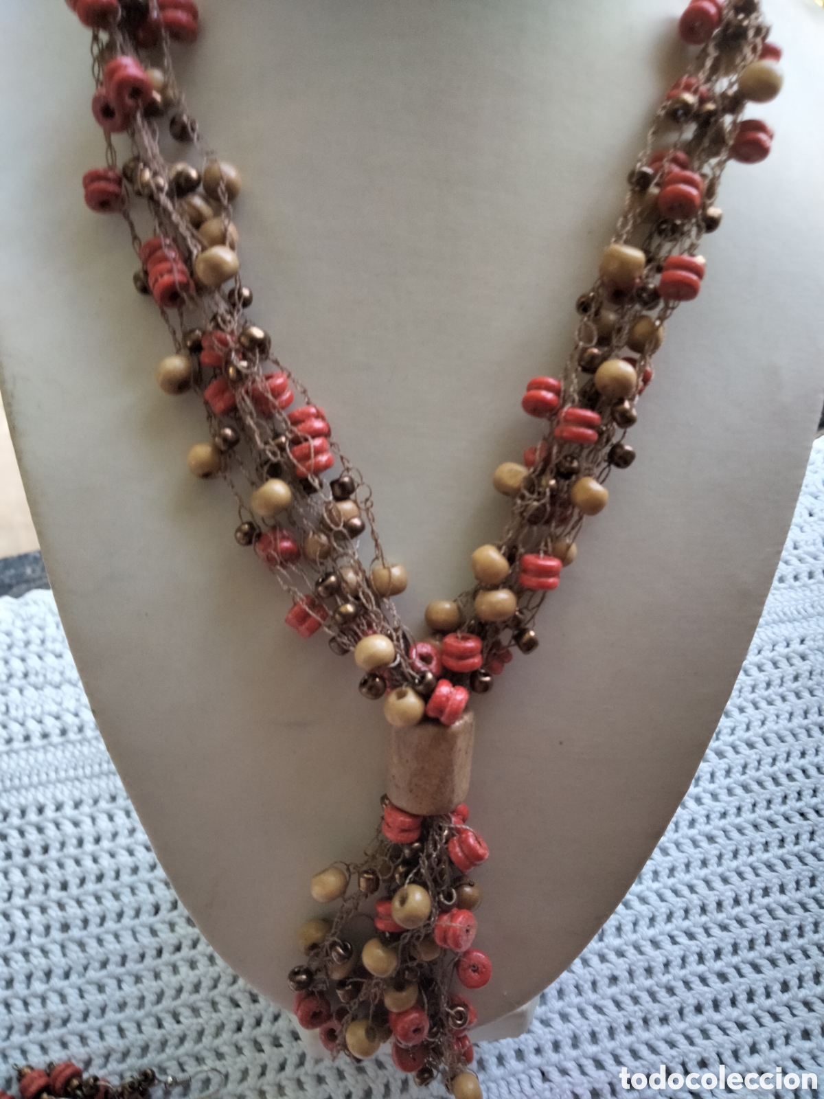 Joyeria: Collar con pendientes vintage estilo boho s&iacute;mil coral - Foto 1