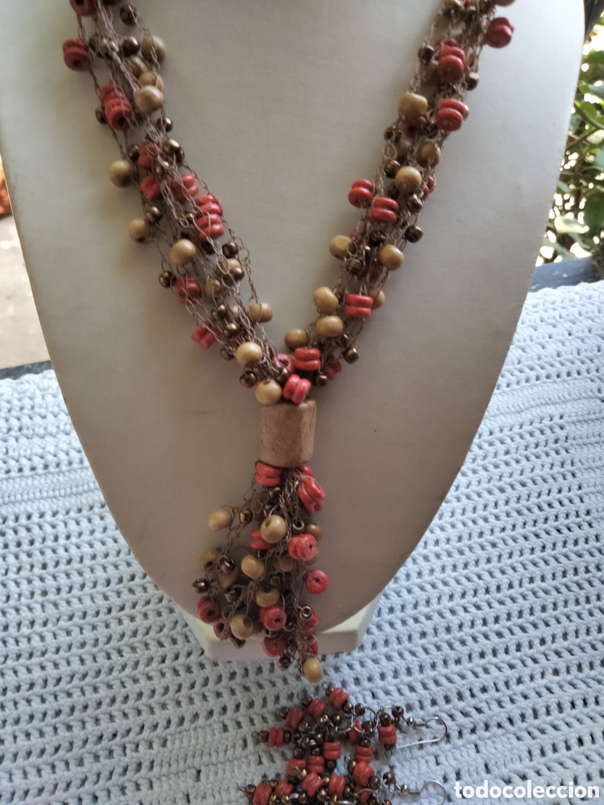 Joyeria: Collar con pendientes vintage estilo boho s&iacute;mil coral - Foto 8