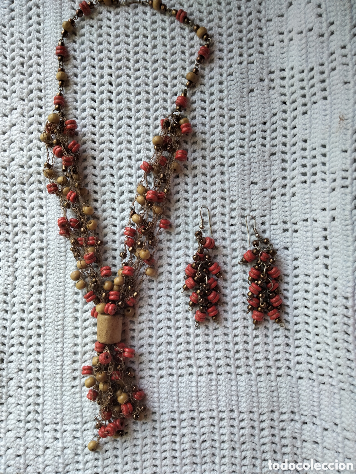 Joyeria: Collar con pendientes vintage estilo boho s&iacute;mil coral - Foto 2