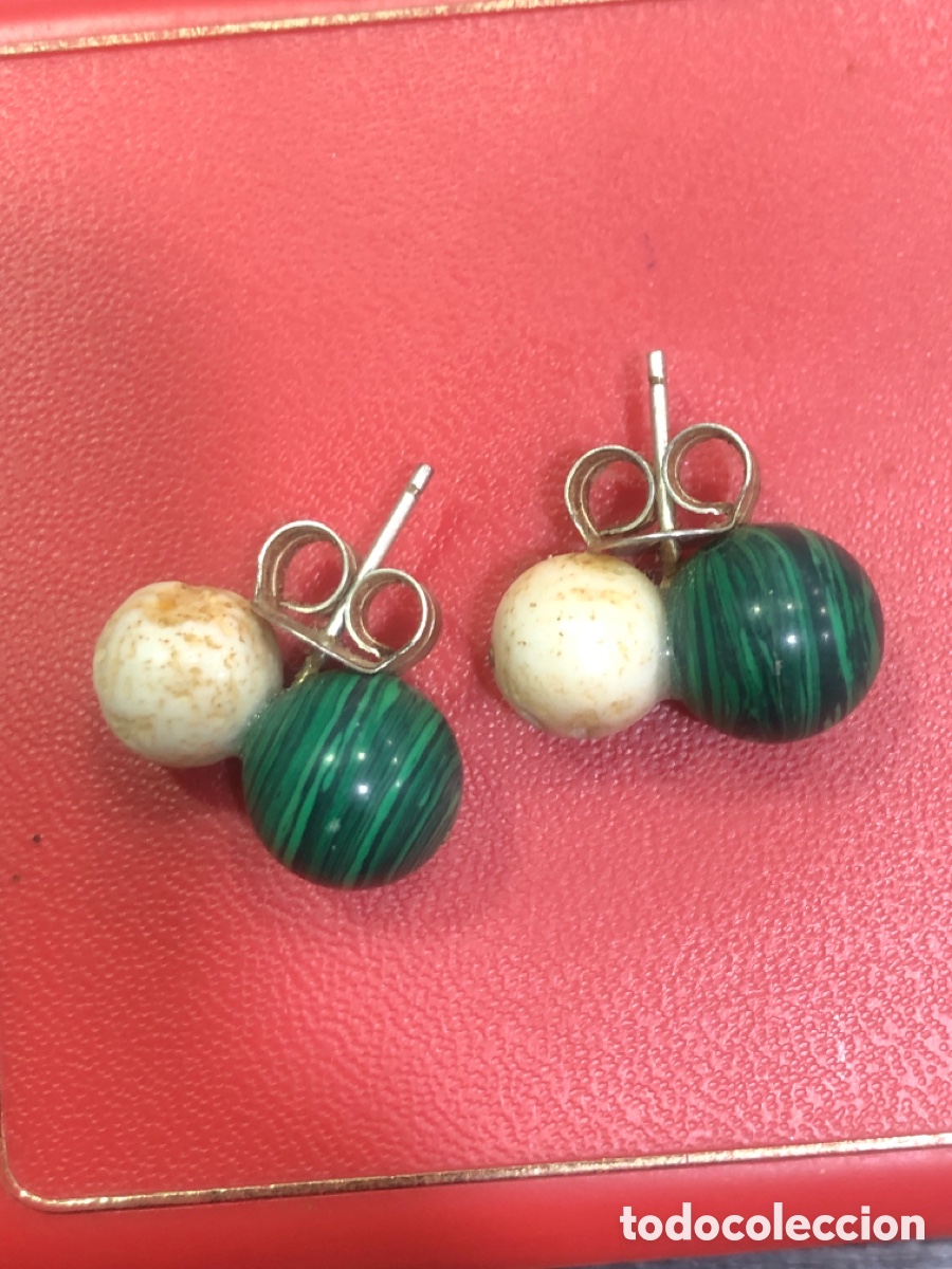 Joyeria: Pendientes de plata y malaquita (L9) - Foto 2