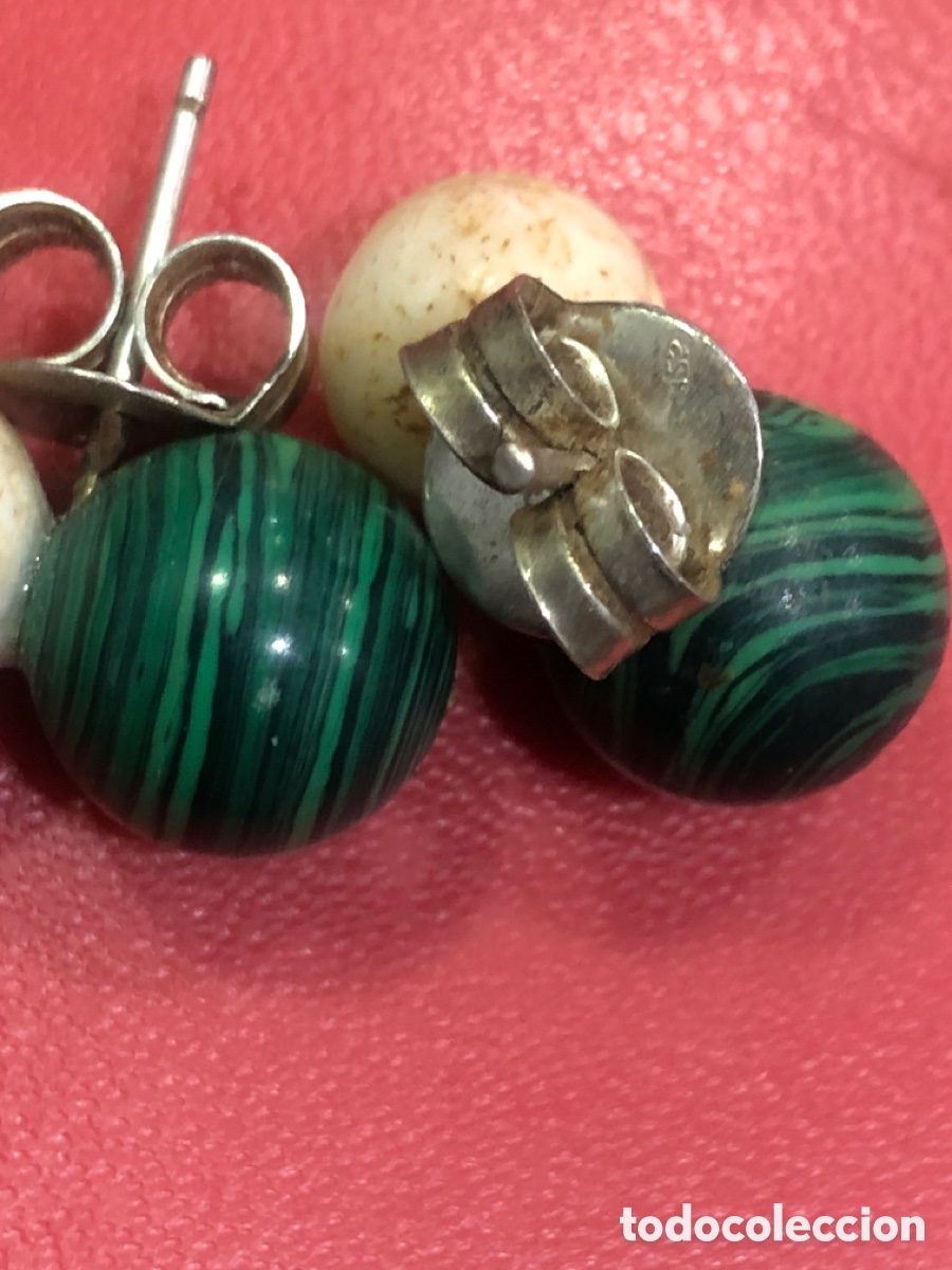 Joyeria: Pendientes de plata y malaquita (L9) - Foto 3