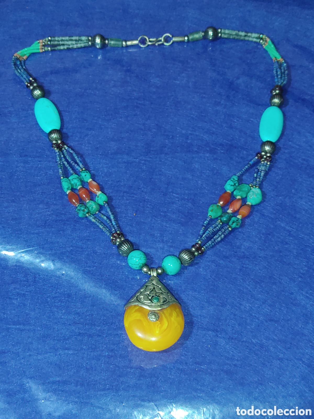 Joyeria: Collar Bereber, turquesa, lapisl&aacute;zuli.Vintage. - Foto 2