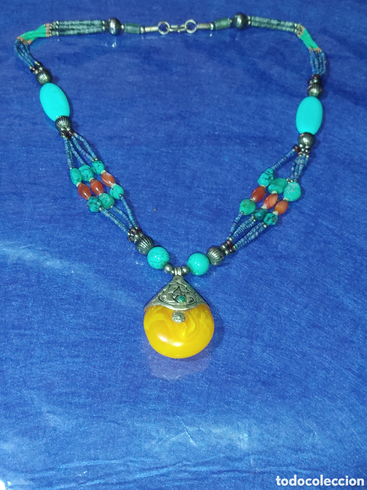 Joyeria: Collar Bereber, turquesa, lapisl&aacute;zuli.Vintage. - Foto 1