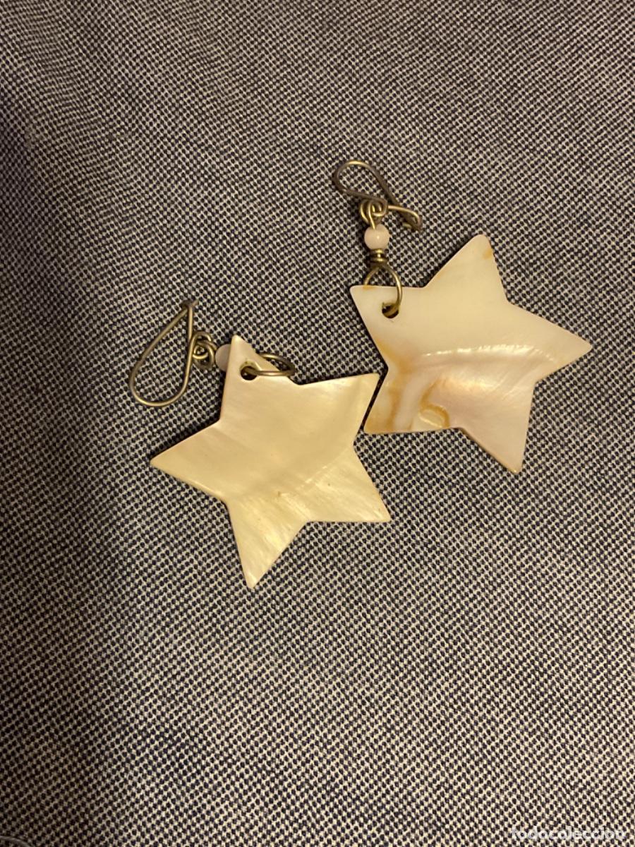 Joyeria: Pareja de pendientes de nacar. Madre perla - estrellas - Foto 2