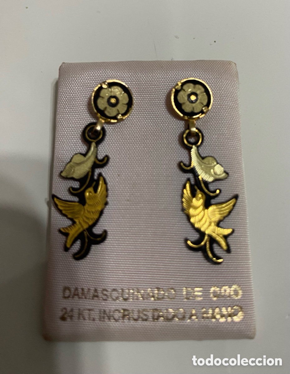 Joyeria: Pendientes oro 24 k Damasquinado Toledo - Foto 2