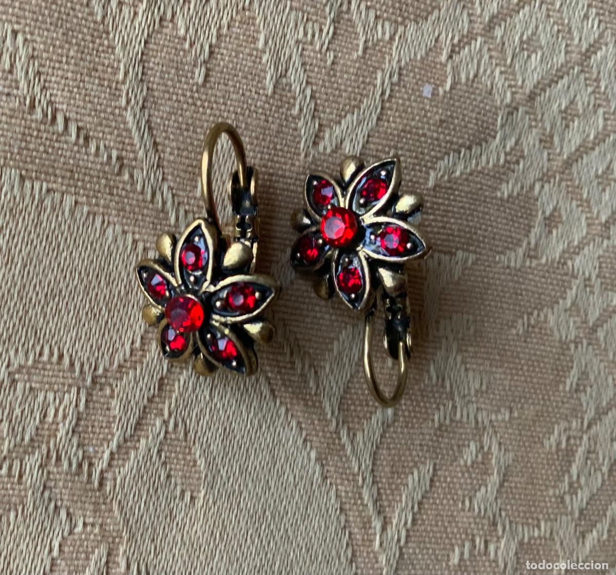 Schmuck: PENDIENTES VINTAGE PIEDRAS ROJAS