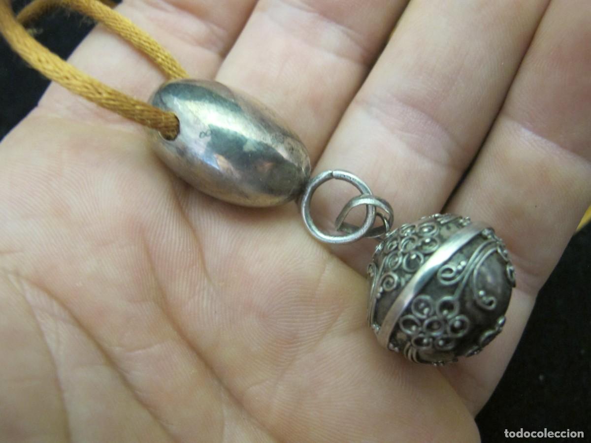 Joyeria: Collar con llamador de &aacute;ngeles. Plata y seda. - Foto 5