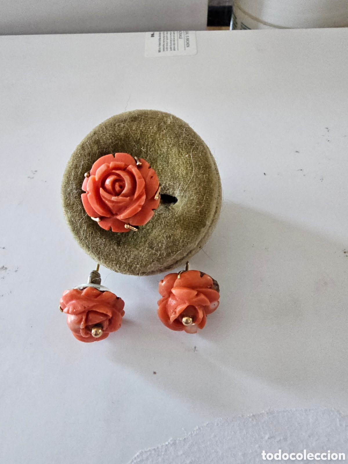 Joyeria: Pendientes y sortja flor de coral y montados en oro - Foto 7