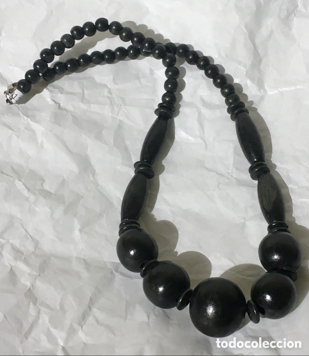 Joyeria: Collar negro. Perlas de madera. Camerun. - Foto 1