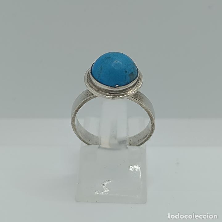 Joyeria: Original anillo antiguo en plata de ley 925 con cabuj&oacute;n turquesa. - Foto 2
