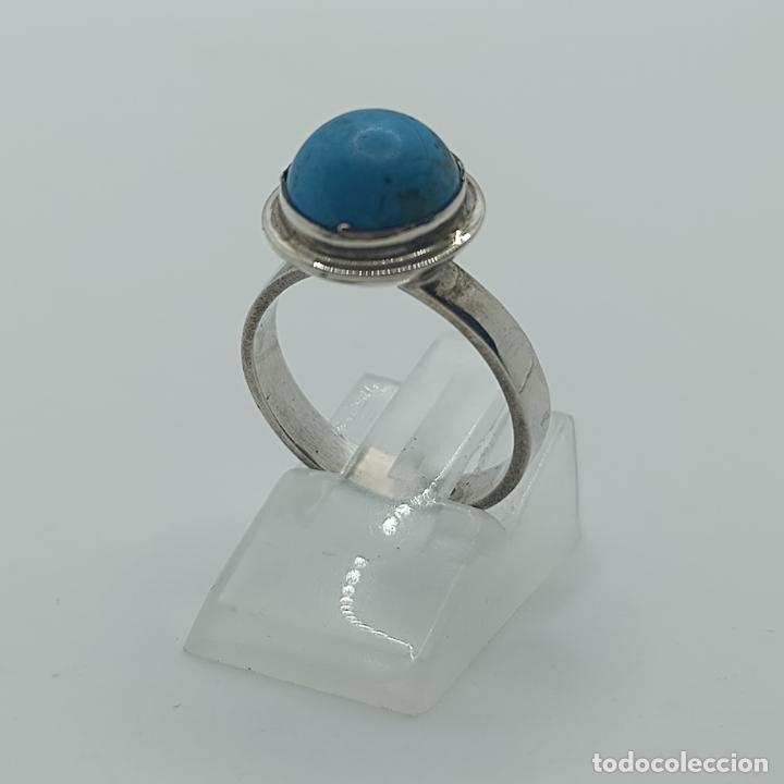 Joyeria: Original anillo antiguo en plata de ley 925 con cabuj&oacute;n turquesa. - Foto 3