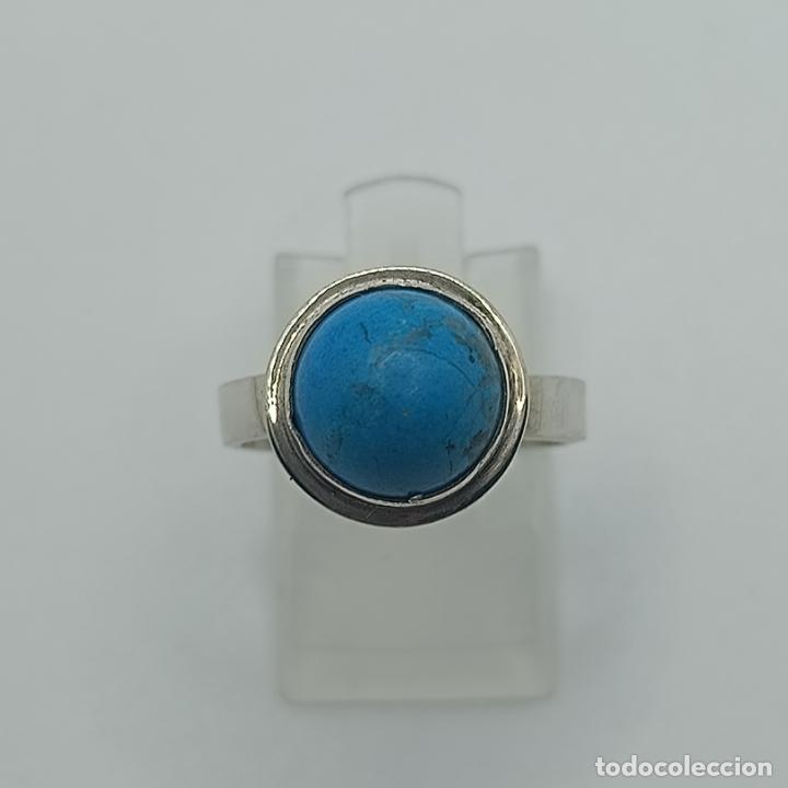 Joyeria: Original anillo antiguo en plata de ley 925 con cabuj&oacute;n turquesa. - Foto 4